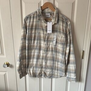 Goodfellow & Co Beige and Blue Plaid Shirt